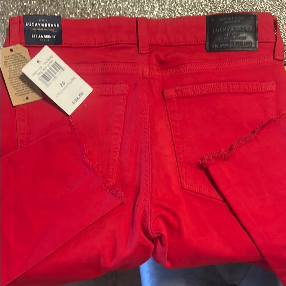 Lucky Brand Red Stella Skinny Jeans With Tags